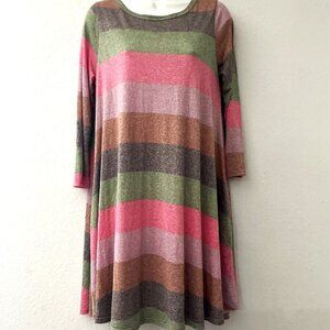 SOFT STRIPED LONG SLEEVE DRESS TUNIC POCKETS GREAT CONDITION